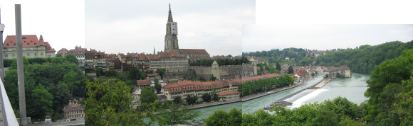 Kirchenfeldbrcke
                        Panorama mit Musikcasino, Mnster und Stauwehr
                        des Mattequartiers