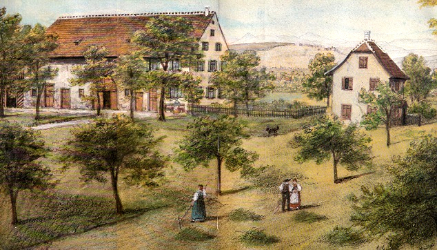 Le domaine "Pr
                      ar" ("Luftmatt"), aquarelle
                      d'Anton Winterlin 1855