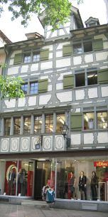 St.
                        Gallen: Neugasse 39-41, Riegelhaus Fassade,
                        Fotomontage