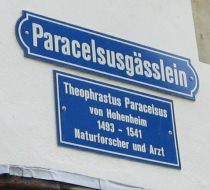 St. Gallen: Strassenschild Paracelsusgsslein
                ausfhrlich