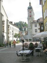 St. Gallen: Marktgasse, Sicht auf die
                        Klosterkirche