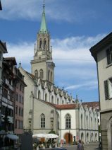 St. Gallen: Marktgasse, Blick zurck auf
                        die St. Laurenzenkirche