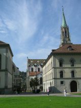 St. Gallen: Klosterhof, Sicht in die
                        Marktgasse mit St. Laurenzenkirche