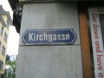 St. Gallen: Strassenschild Kirchgasse