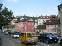 St. Gallen: Blick auf die Altstadt von der
                        Rosenbergstrasse aus, Haltestelle Blumenberg