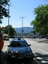 Zurich, Bellevue ("Beautiful Sight
                        Square"), view to Uetliberg (Uetli
                        Mountain)