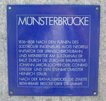 Zurich, Mnsterbrcke (Cathedral Bridge),
                        text board