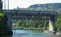 Zurich, Letten Viaduct, sight of the
                        railway viaduct with a city train