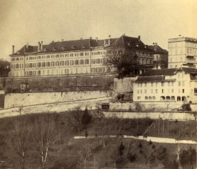 Bern, das alte Inselspital. Es stand am
                          Platz des 1888-1892 erbauten Bundeshauses Ost