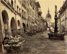 Bern, Mittlere Marktgasse mit
                          Schtzenbrunnen, nach 1890