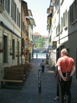 Zurich Schmidgasse (Smith Alley), sight of
                        Limmat River