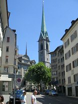 Zurich Mhlegasse ("Miller's
                        Alley"), sight of Predigerkirche
                        ("Preacher's Church")