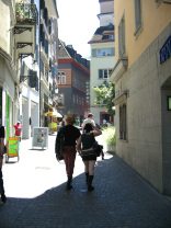 Zurich: Niederdorfstrasse (Downtown Street)
                        with punkies