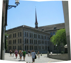 Zurich, Mnstergasse (Cathedral Alley), the
                        schooling center of the Great Cathedral,
                        panorama photo