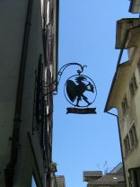 Zurich, Upper Town Street, shield of a
                        printing company