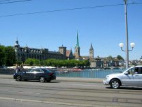 Zurich Quaibrcke (Quay Bridge), sight of
                        Fraumnster (Woman's Cathedral)