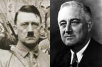 Hitler und
                        Roosevelt, Portraits zweier "Fhrer",
                        die beide 1933 gewhlt wurden und 1945 starben