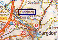 Karte mit Position von Kirchberg