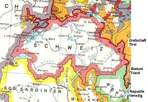 Karte der Schweiz 1789