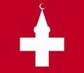 Plakat schweizer
                        Fahne mit Islam-Mond
