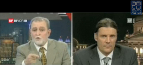 Al-Tamimi, "Direktor" des
                          "Islamischen Instituts" in London,
                          hielt am 8.12.2009 im Fernsehsender Al-Jazeera
                          schlimmste Hetzreden gegen SVP-Nationalrat
                          Freysinger. In der Schweiz htte der Hetzer
                          Al-Tamimi eine Strafanzeige am Hals