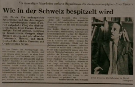 Zeitungsartikel ber die kriminelle,
                          nazistisch orientierte Spionage von Ernst
                          Cincera