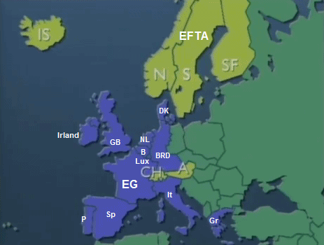 EC and EFTA, map of 1986
