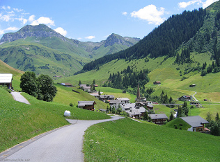 Mountains with a village in Liechtenstein