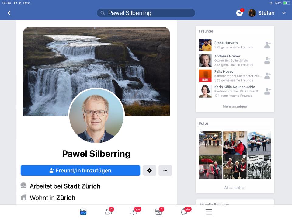 CH-Facebook-Rufmörder Pawel Silberring
                      (arbeitetei Stadt Zürich, wohnt in Zürich etc.)