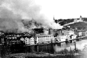 Schaffhausen wird am 1. April 1944 durch
                  "alliierte" Bomber schwer bombardiert