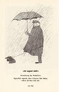 July 1940: Swiss banker with an umbrella is kept
                  dry