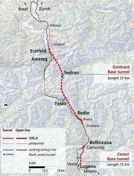 Gotthard-Basistunnel Karte