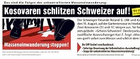 Nazi-Inserat der SVP vom
                                    August 2011 "Kosovaren
                                    schlitzen Schweizer auf"